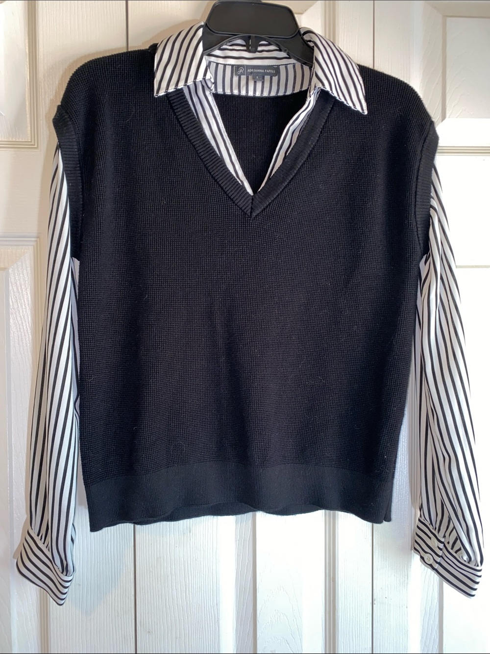 Adrianna Papell Black V-Neck Sweater Vest